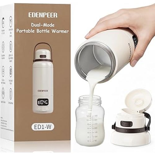 Portable Bottle Warmer for Travel,Typ-C&AC Dual Power Mode with Built-in Sterilizer,Baby Milk Warmer On The Go and 120W Fast Heating Breastmilk,Formula,Water,3” Wide Mouth&17oz Large Capacity