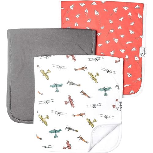 Copper Pearl Premium Baby Burp Cloths - 3-Pack Large Cotton Burp Cloths, Extra Soft Spit Up Rags with 3 Absorbent Layers, Perfect for Baby Boy Gifts (21" x 10" Size, Ace Set)