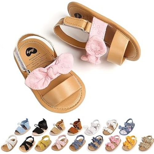 Ohwawadi Baby Boys Girls Sandals Soft Sole Summer Infant Wedding Dress Flat Shoes Beach Sandal Newborn Crib Shoes First Walkers