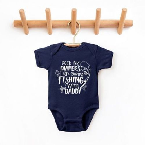 The Juniper Shop Pack My Diapers I'm Going Fishing With Daddy Baby Bodysuit - 6 Month - Navy