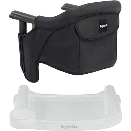 Inglesina Fast Table Chair (Black) + Fast Dining Tray Plus - High Chair for Babies & Toddlers 6-36 Months - Fits Tables 0.8'' to 3.35'' Thick - Portable Design - Includes Carry Bag - BPA Free