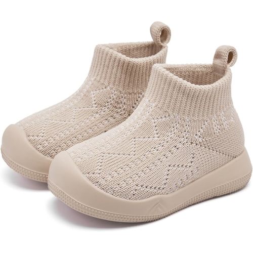 Baby Sock Shoes Baby Walking Shoes Non-Slip Infant Slippers Baby House BootsTiny Toe First Sneakers for Boy Girl - 0-9 Months Infant - Khaki Jacquard