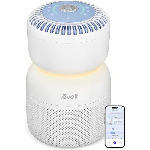 LEVOIT Air Purifier for Baby with White Noise Sound Machine and Blue-Light-Free Night Light in Home Bedroom, HEPA Filter with 5 Air Quality Monitor, Removes Ultrafine Particles, Smart WiFi, Sprout