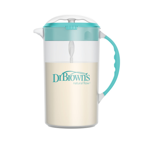 Dr. Brown's Baby Formula Mixing Pitcher with Adjustable Stopper, Locking Lid, & No Drip Spout, 32oz, BPA Free, Teal