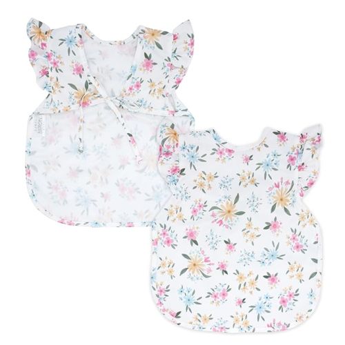 BapronBaby Flutter Pastel Floral Bapron - No Neck Tie Safer Bib for Baby & Toddler - Soft Waterproof Stain Resistant - Machine Washable - Sz Baby/Toddler 6m-3T