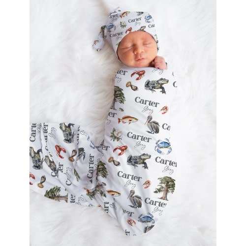 Personalized Minky Blanket for Baby Boy | Louisiana Blanket |Louisiana Baby Shower Gift | Custom Name Blanket | Wildlife Nursery Blanket