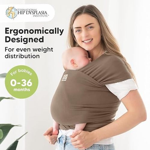 KeaBabies Baby Wrap Carrier - All in 1 Original Breathable Baby Sling, Lightweight,Hands Free Baby Carrier Sling, Baby Carrier Wrap, Baby Carriers for Newborn, Infant,Baby Wraps Carrier (Saddle Brown) - One Size (Pack of 1)
