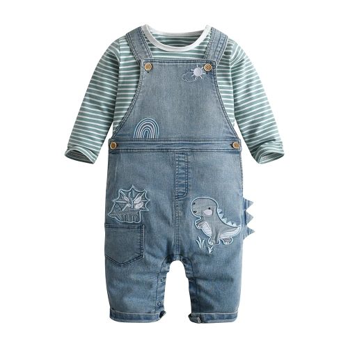 Cute Baby Boy Clothes Suit Toddler Boys' Striped long Sleeve T-Shirt+Denim Overalls Jumpsuit Pants Outfits Sets