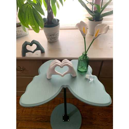 Hand Painted Butterfly Table: Coastal Sage Accent Decor
