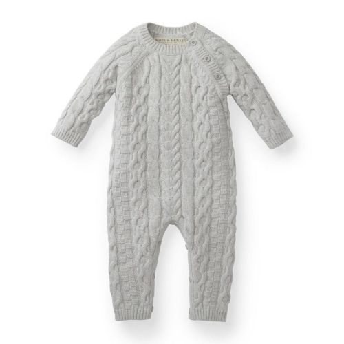 Hope & Henry Baby Cable Knit Sweater Romper (soft White, 3-6 Months)