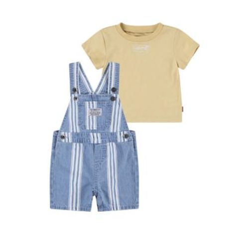 Baby Boys Striped Indigo Shortall and T-Shirt Set