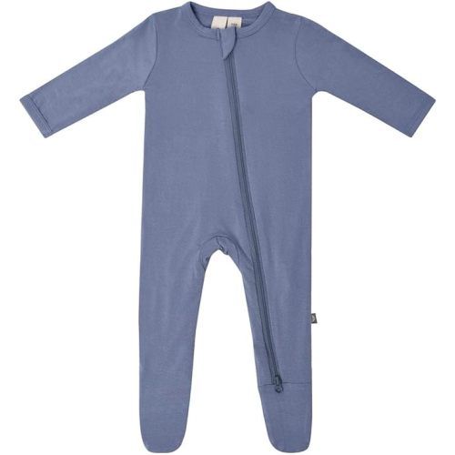 KYTE BABY Unisex Zipper Closure Footies, Rayon Made From Bamboo, 0-24 Months - 0-3 Months - Slate