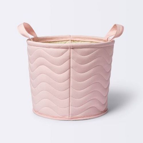 Quilted Fabric Medium Round Storage Basket - Light Pink - Cloud Island™