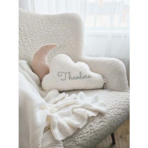 Personalised Baby Boucle Cloud Cushion | Nursery Decor | Baby Teddy Cloud Pillow | New Baby Gift | Children Present | Decorative Name Pillow
