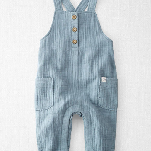 Blue Creek Baby Organic Cotton Gauze Overalls in Blue | carters.com