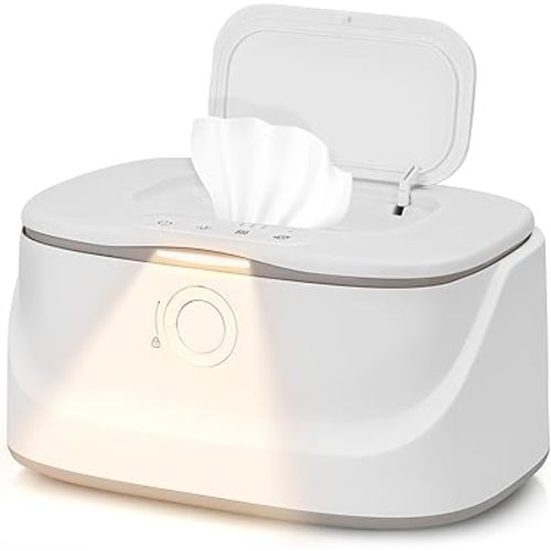 Baby Wipe Warmer with Night Light and 3 Heat Modes, Baby Shower Gifts for Mom, Wipe Warmer and Baby Wet Wipes Dispenser for Large Wipes, Wipes Warmer for Newborn Baby, Calentador De Wipes para Bebes