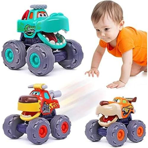 Toy Cars for 1 Year Old Boy Gifts Monster Trucks Boys Toys for 1 2 3 Year Old Boys Girls Kids Toddler Car Toy Trucks Baby Boy Toys 12-18 Months Pull Back Cars for Toddlers 1-3 Birthday Xmas Gift