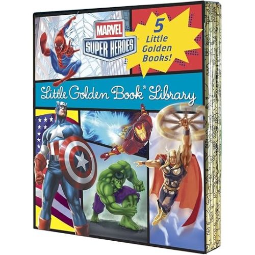 Marvel Super Heroes Little Golden Book Library: 5-Book Boxed Set: Spider-Man, Hulk, Iron Man, Captain America, The Avengers Hardcover – Picture Book, July 23, 2013