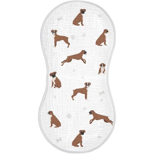 vvfelixl Burp Cloths Boxer Dog White for Baby Boy Girls Baby Washcloths Burp Rags 1 Pack
