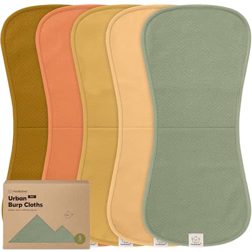 KeaBabies 5-Pack Organic Burp Cloths Baby Girl, Boy - Extra Large, Absorbent Baby Burp Cloths, Soft Burping Cloths for Babies, Newborn Burp Clothes, Cotton Burp Rags, Neutral Thick Burp Cloth (Phase)
