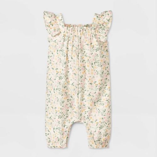 Baby Girls' Floral Gauze Romper - Cloud Island™ Cream 6-9m