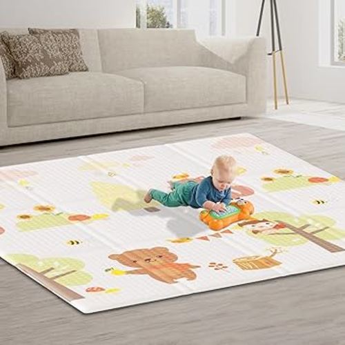 Baby Play Mat 74 x 50 Inch Foldable Baby Floor Mat, Reversible Baby Foam Mat for Babies and Toddlers Infants, Portable Waterproof Activity PlayMats for Indoor Outdoor