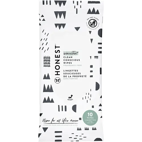 The Honest Company Clean Conscious Wipes | 99% Water, Compostable, Plant-Based, Baby Wipes | Hypoallergenic, EWG Verified | Pattern Play, 10 Count