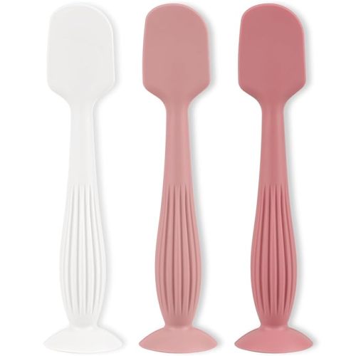 3 Pieces Diaper Cream Applicator Set - Soft Silicone Baby Butt Brush with Suction Base, Baby Butt Spatula, Full Size - Newborn Baby Essentials (Color 1)