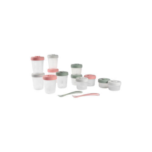 BEABA Clip Containers Set of 12 + Spoons - Eucalyptus in Eucalyptus