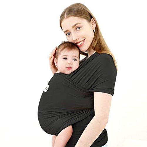 Baby Wrap Carrier,Hands Free Baby Carrier Sling,Lightweight,Breathable,Softness,Perfect for Newborn Infants and Babies Shower Gift,Black