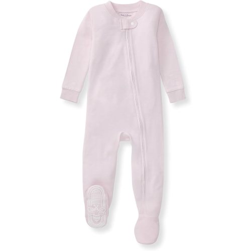 Burt's Bees Baby Unisex Pajamas, Organic Cotton & Lyocell Zip Front Non-Slip Footed Honeysoft PJs