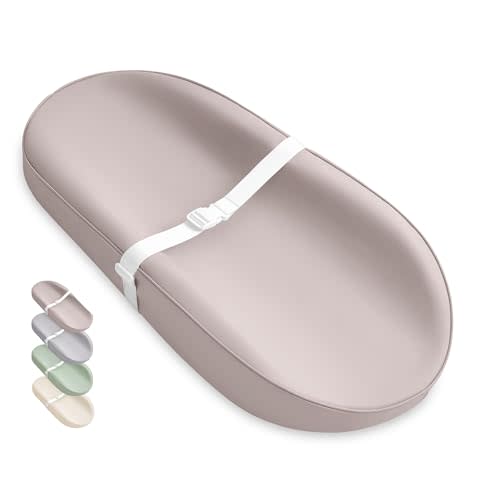 Blissful Diary Vegan Leather Baby Changing Pad with Waterproof & Wipe-Clean PU Cover, Avocado Size Cozy Diaper Changing Pad for Dresser and Table, Taupe