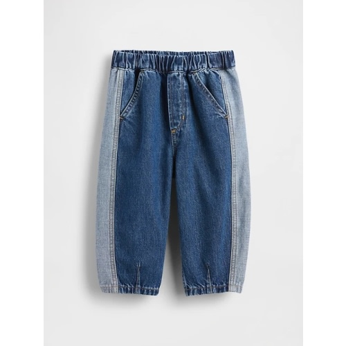 Baby & Toddler Two-Tone Pull-On Barrel Jeans