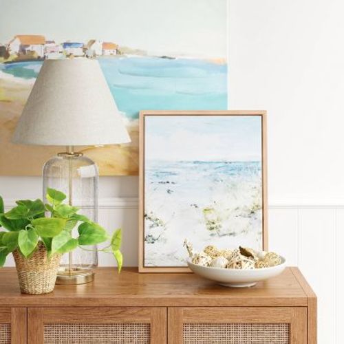 19.75"x7" Bubble Glass with Brass Detail Large Lamp Base Clear - Threshold™