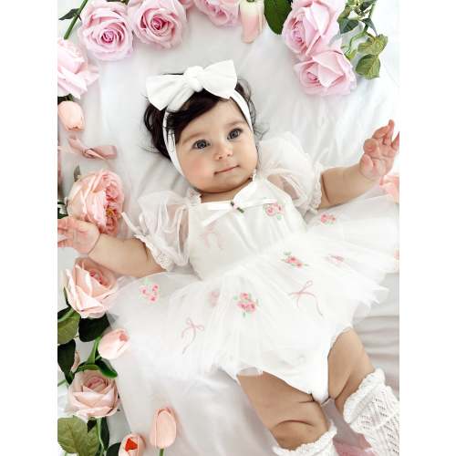 Fleur Butterfly Baby Girl Romper - White