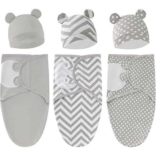 3-Pack Organic Baby Swaddle Sacks - Newborn Swaddle Sack - Ergonomic Baby Swaddles 0-3 Months (Corrugated)