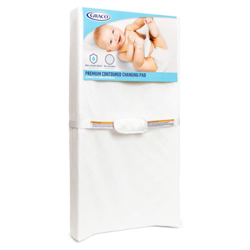 Graco Premium Contoured Changing Pad – GREENGUARD Gold Certified, Water-Resistant, Ultra-Soft Buckle Cover, Contoured Baby Changing Pad, Fits Most Standard-Size Changing Toppers, Non-Skid Bottom