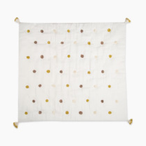Crane Baby Cotton Muslin Pom Pom Baby Quilt - Kendi