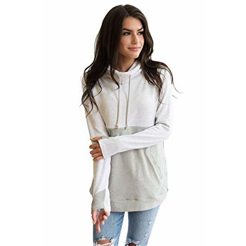 Nursing Queen Cowl Neck Colorblock Nursing Pullover Top - Gray/Light Gray