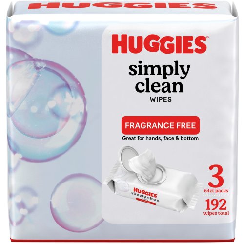 Huggies Simply Clean Unscented Wipes, 3 Pack, 192 Total Ct