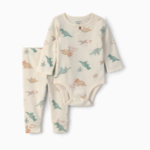 Carter's Bodysuit & Pant Set Outfit Set - Ivory Dinosaur, 3M