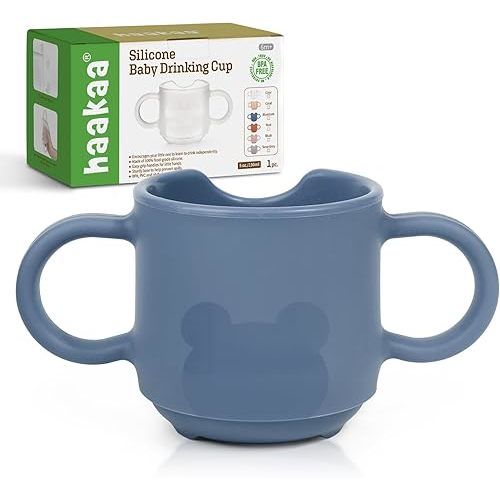haakaa Silicone Toddler Cups, BPA Free Drop-Proof Training Cups for Baby 6 Months+, 5 Ounce (Bluestone)