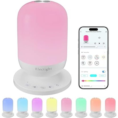 White Noise Machine, Baby Sound Machine with Night Light, 34 Soothing Sleep Sounds App Control, 7 Colors Nightlight with Timer, Wi-Fi White Noise Sound Machine for Adult Baby Sleep Travel