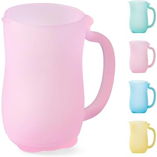 Baby Bath Rinse Cup - Food Grade Silicone Shampoo & Body Washing Rinser Cup For Kids with Easy Grip Handle to Rinse Baby Shampoo and Soap - Baby Essentials (Pink)