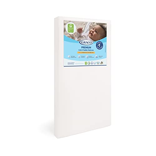 Graco Premium Crib & Toddler Mattress – GREENGUARD Gold Certified & CertiPUR-US Certified, Fits All Standard Crib & Toddler Beds, Waterproof Sleep Surface, Machine-Washable Outer Cover for Easy Care
