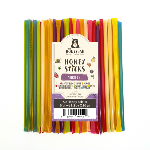 The Honey Jar - Assorted Variety Pack Honey Sticks - 50 Count Package
