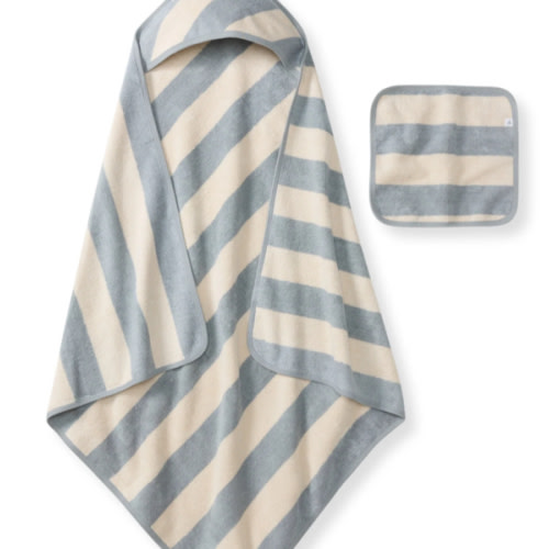 Organic Cotton Rugby Stripe Woven Terry Towel - Quarry