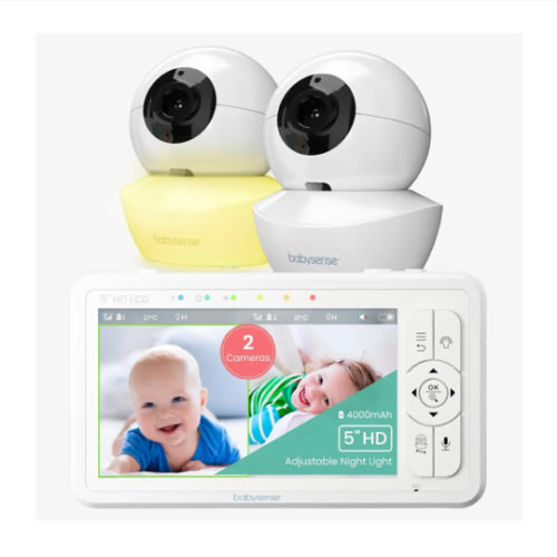 Babysense HD S2: Video Baby Monitor with 2 Cameras, Non Wifi, Split Sc