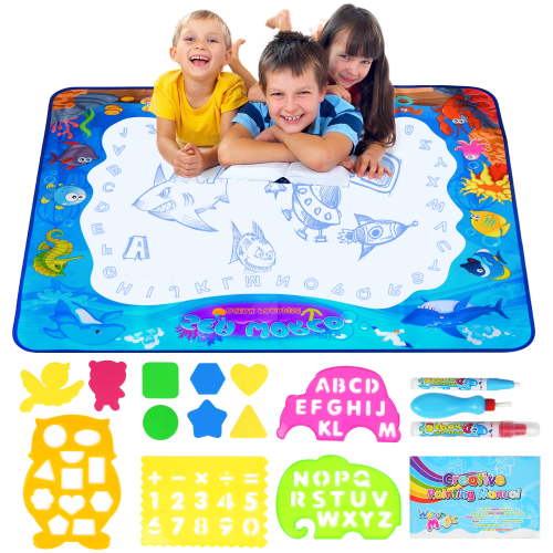 LotFancy Water Doodle Mat, 40 x 32 in, Painting Writing Color Doodle Drawing Mat Toys for Age 2-6 Year Old Boys Girls Toddler Gift