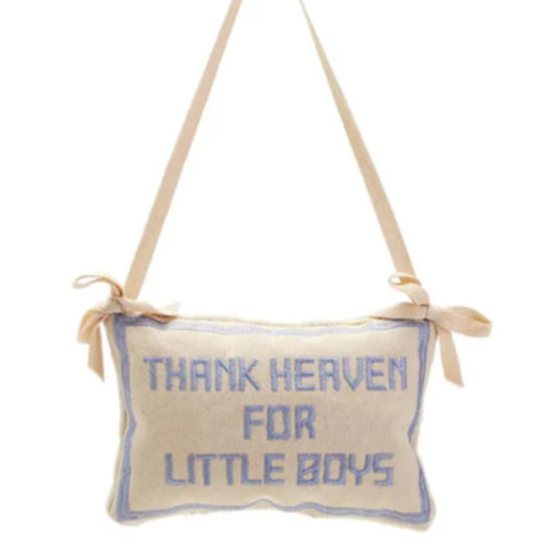 Thank Heaven Embroidered Pillow Hanging Decor (Boy) - Two's Company